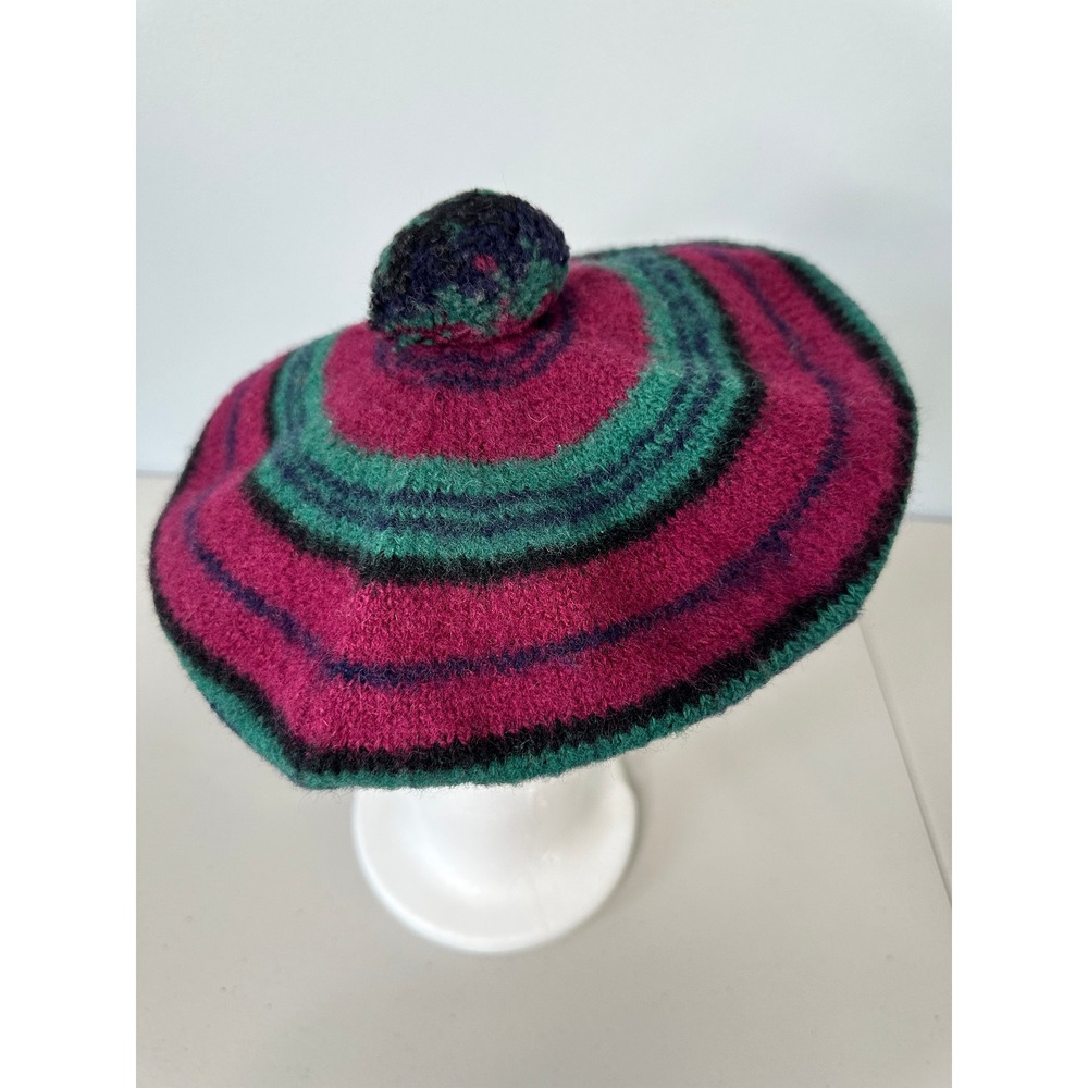Robert Mackie of Scotland Lindsay Pure Wool Tam Hat Beret Magenta Green Pink Vtg - Picture 7 of 7